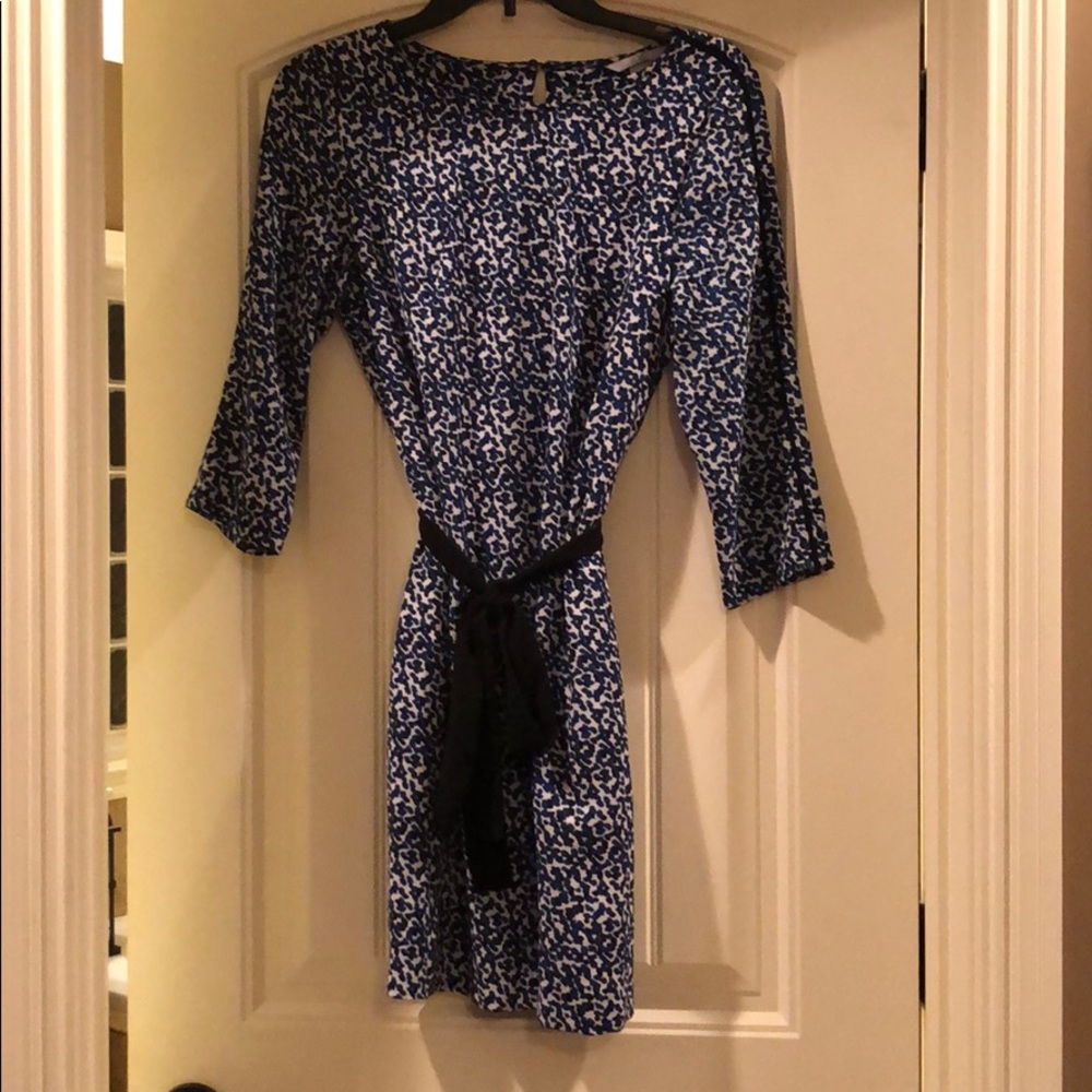 Blue and white long sleeve dress